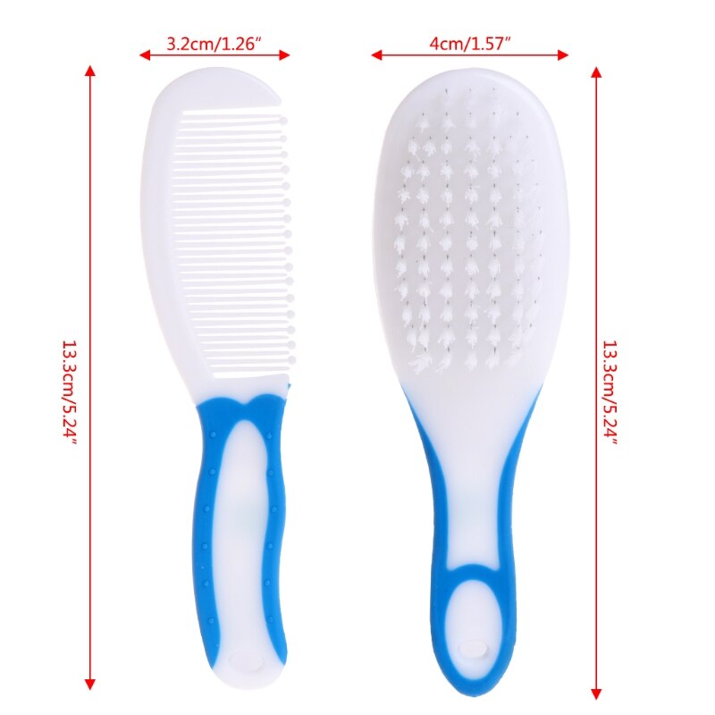 2pcs Portable Soft Newborn Baby Hair Brush Comb Hairbrush Sets Head Massager