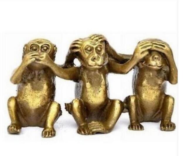 Kobberstatue tre kloge aber hører se taler ikke ondt 3 abe