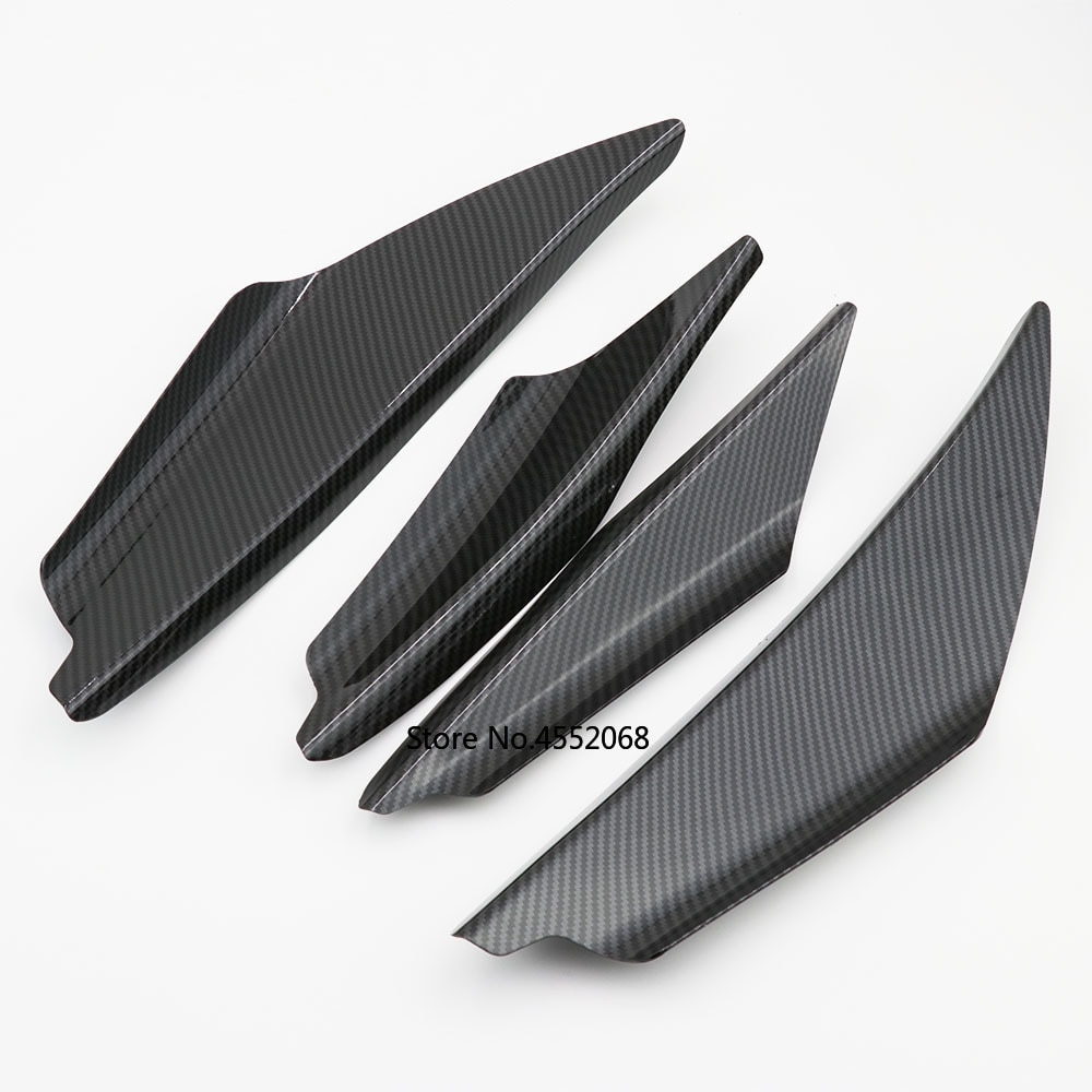 4pcs/set Carbon Look Car Body Spoiler Canards Valence Chin Front Bumper Lip Diffuser Splitter Fins