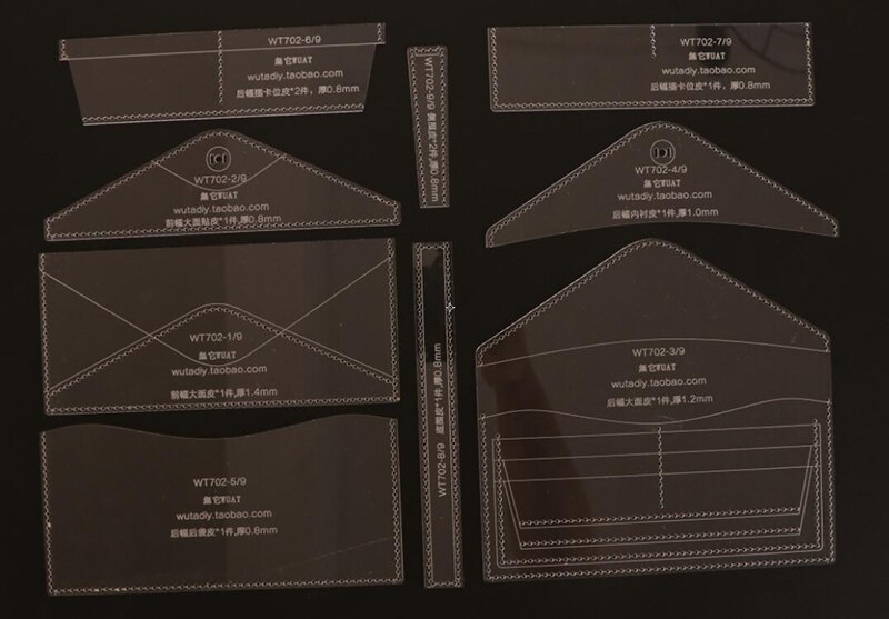 WUTA 702 Acrylic Template Cutting Pattern Leathercraft Worker Model for DIY Handmade Women Long Clutch Men Long Wallet Purse: Default Title