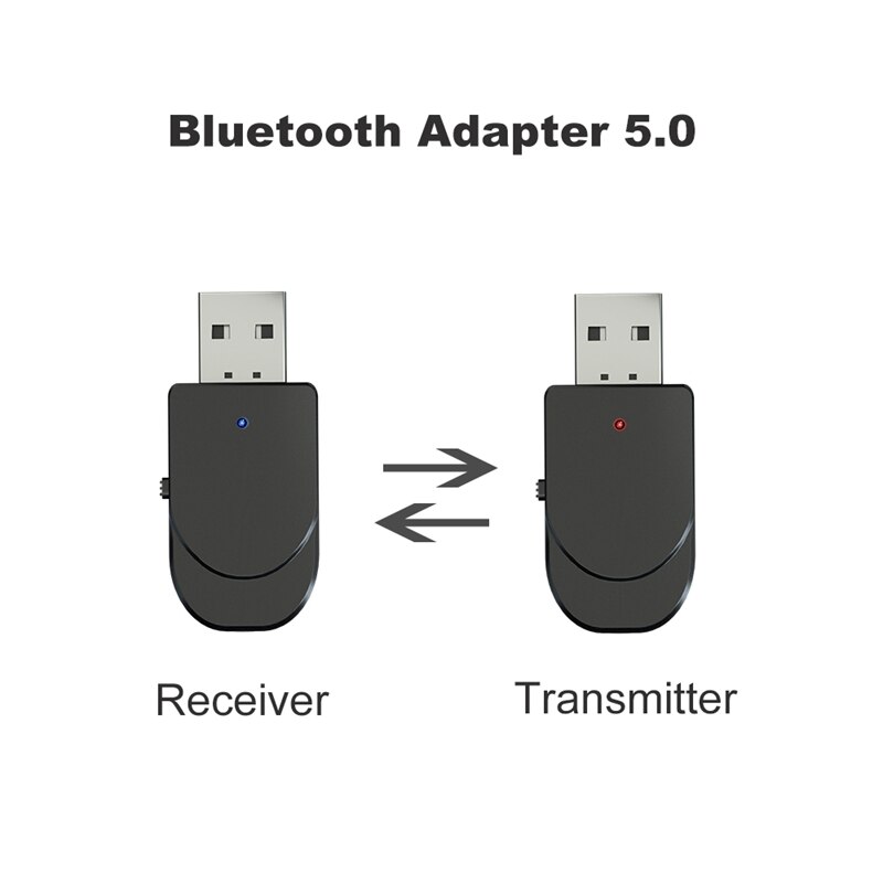 Usb bluetooth 5.0 mottaker adapter 3.5mm aux stereo til tv pc hodetelefon høyttaler