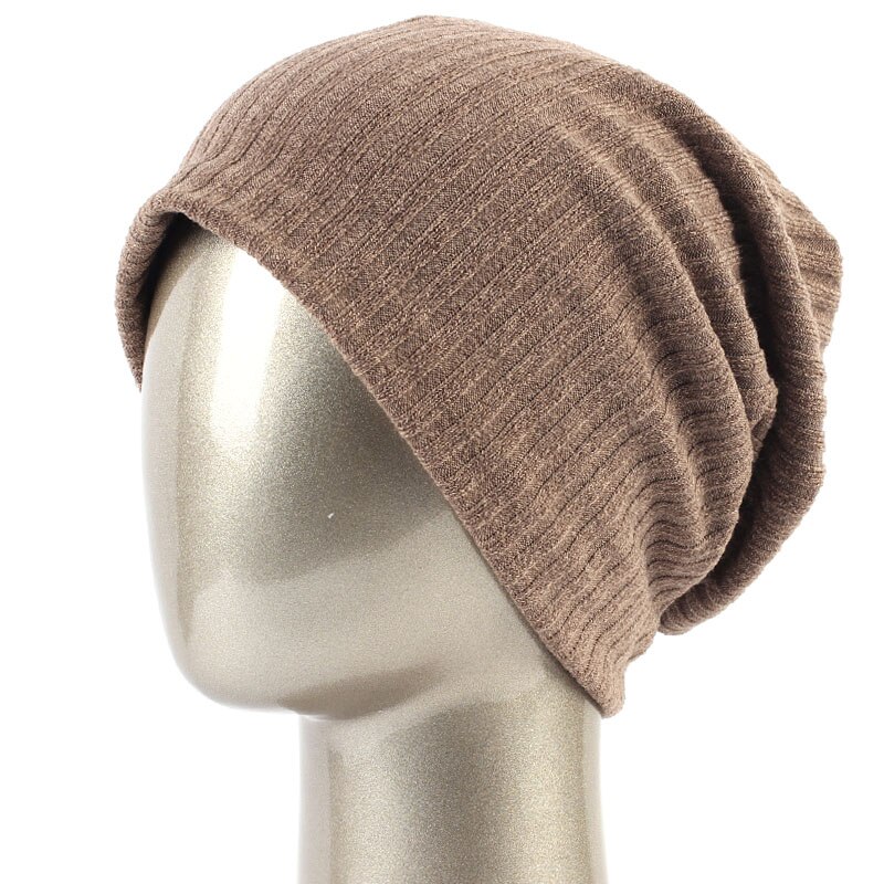 Geebro damska prążkowana czapka typu czapka bez daszka zimowa jednobarwna bawełna Slouchy czapki dla kobiet panie Balavaca Skullies & czapki Dropshipping: khaki