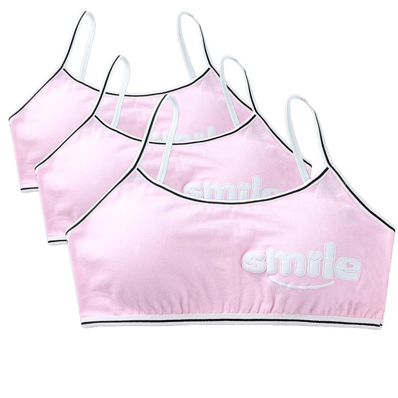 Sujetadores de entrenamiento para niñas, ropa interior de algodón con letras bonitas, para adolescentes y niños, 3 unids/lote: G
