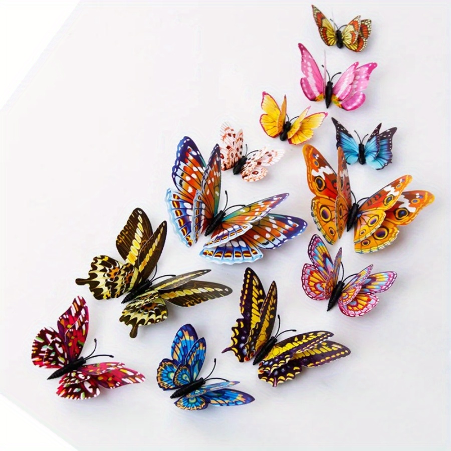 12 Uds. Imanes luminosos para nevera, de mariposa 3D, pegatinas artísticas, decoración magnética para el hogar, decoración de pared DIY, lo más
