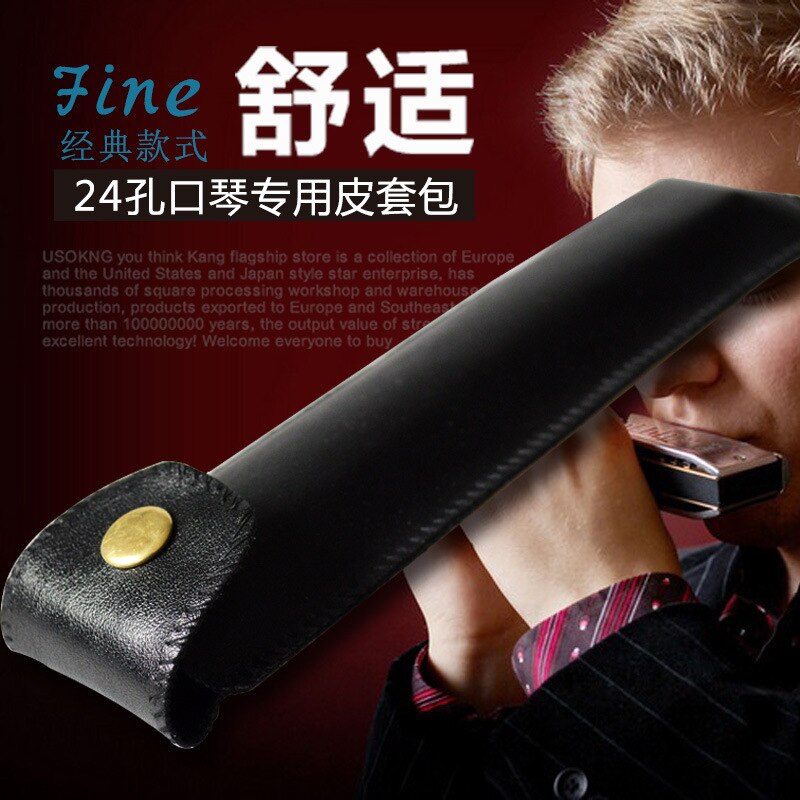 Custodia per armonica a 10 fori borsa in pelle artificiale con fibbia per studente