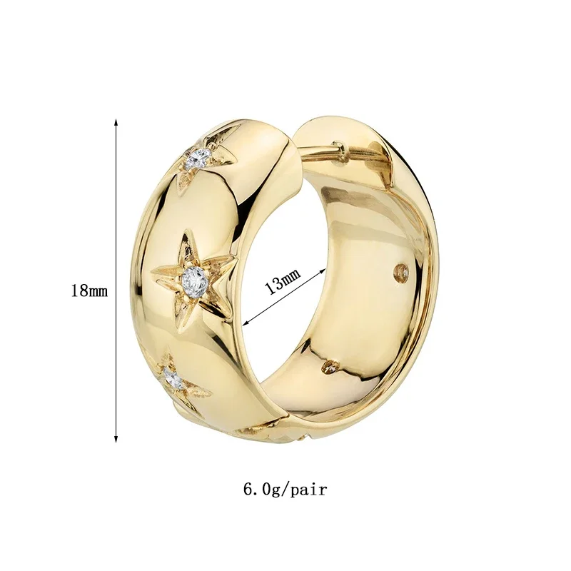 TIANDE-pendientes de aro grandes de Color dorado para mujer, aretes con Piercing circular y estrella de circón fino, accesorios de joyería para