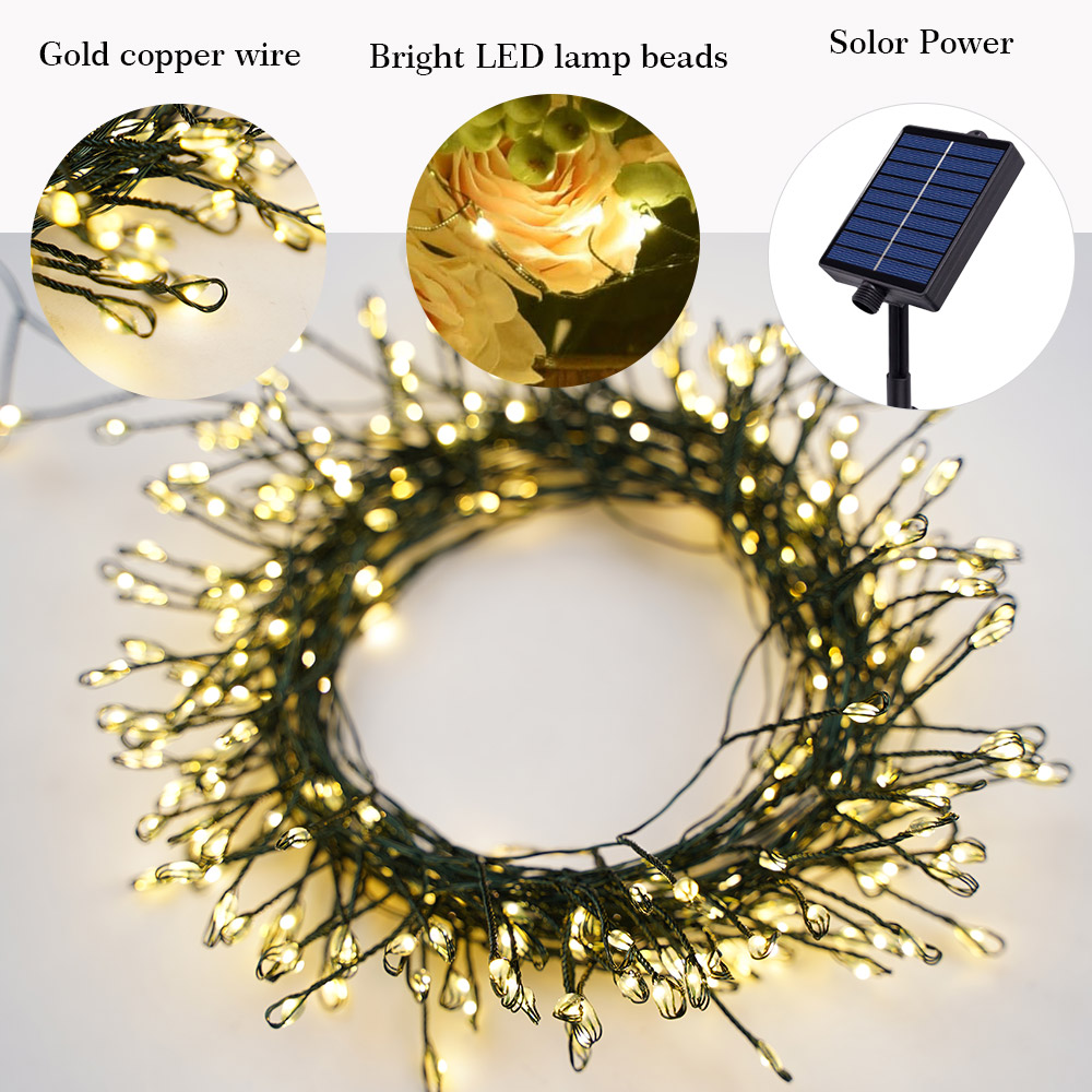 1000LED Cluster Garland Lamps Solar String Lights Festoon Christmas Tree Outdoor Fairy String Lights for Wedding Indoor Decor