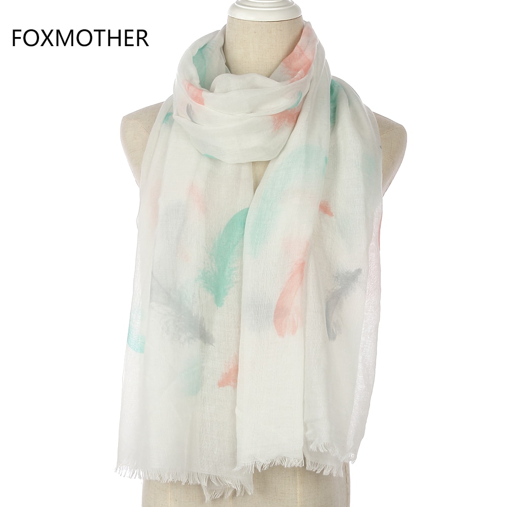 FOXMOTHER Vrouwen Mode Witte Veer Sjaal