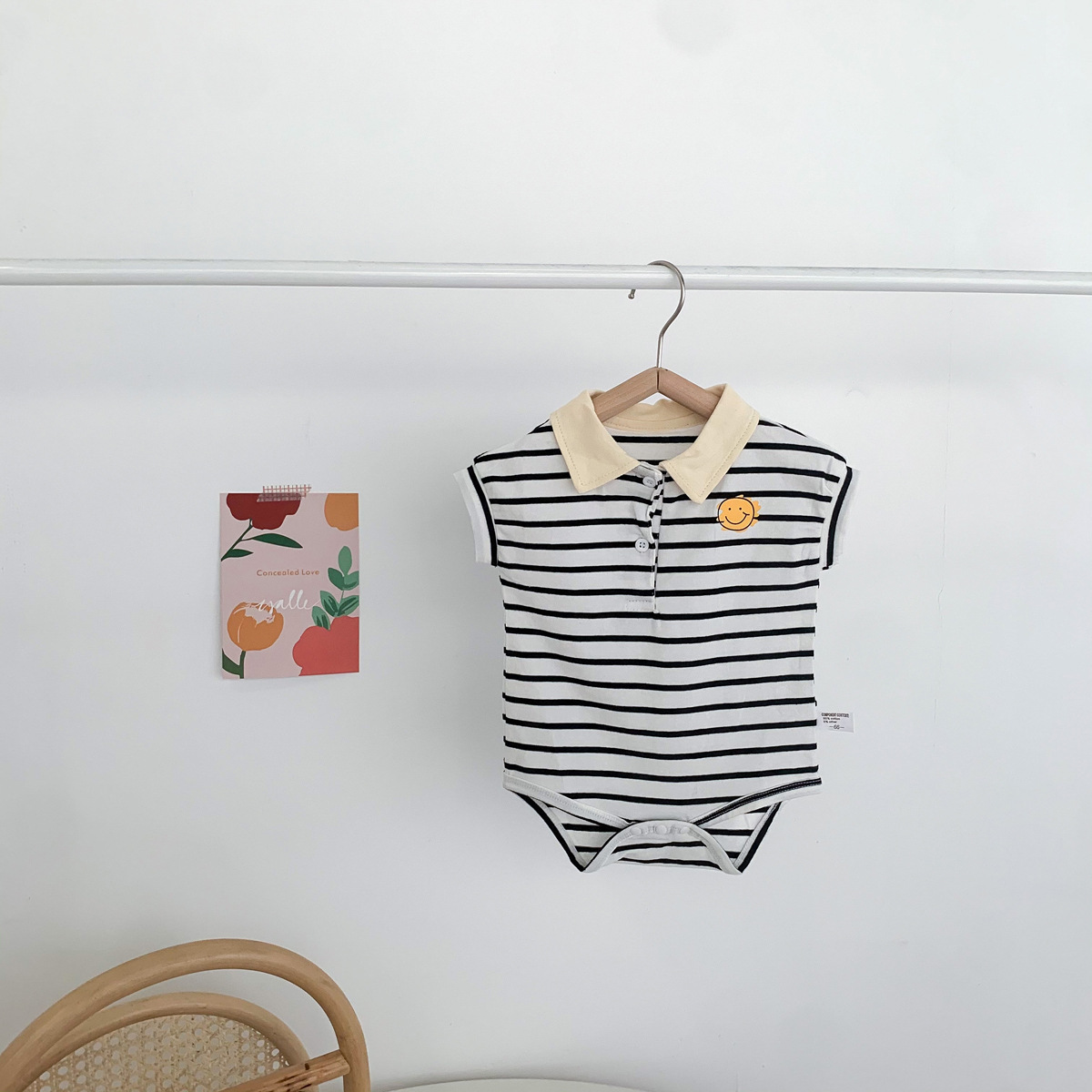 Baby-strampler für jungen, sommer-poloshirt, gestreifter kurzarm-Overall aus atmungsaktiver baumwolle, lächelnde neugeborenenkleidung, babykleidung