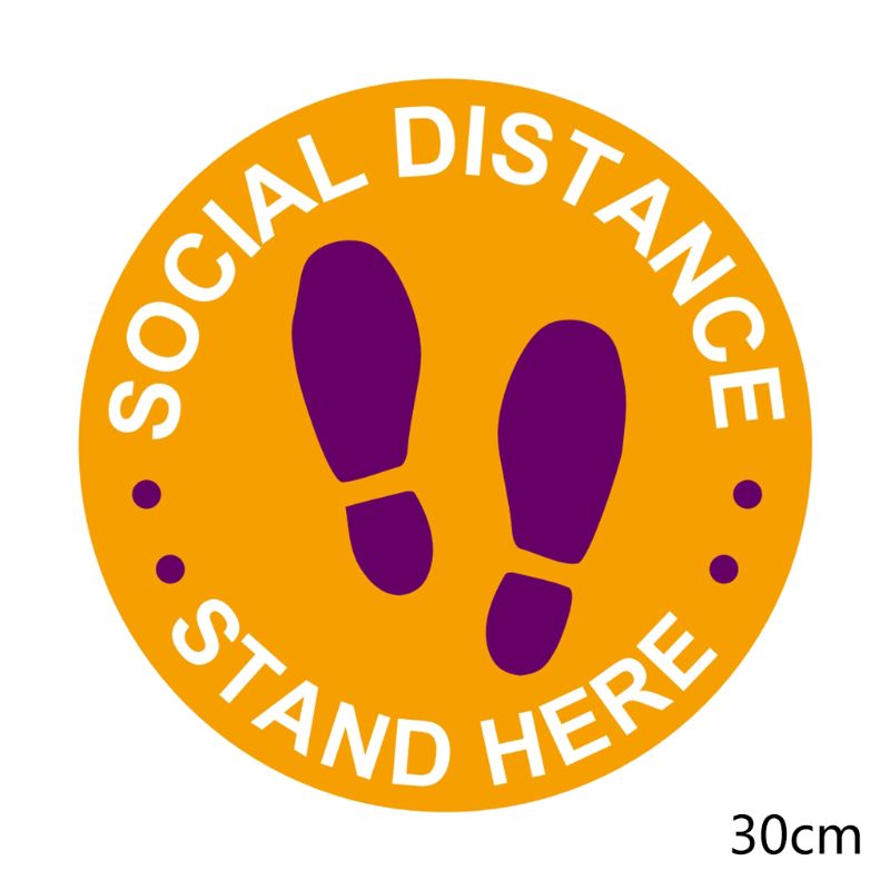 5Pcs Self Adhesive Social Distancing Floor Decals Anti-slip Ground Health Safety Sign Direction Marking Waterproof PVC Stickers: B9