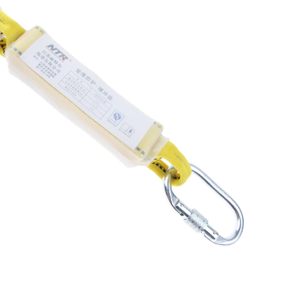 Dual Leg Safety Lanyard Climbing Fall Protection Harness Belt Shock Absorbing Web Lanyard with Carabiners