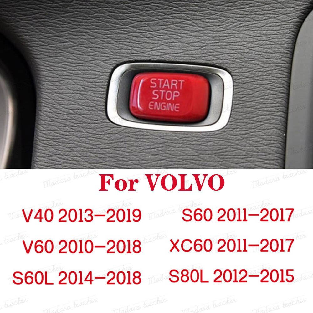 For Volvo one-button start button decoration button sticker Repair Car Engine Replace Cover Stop Switch Key Decor Car Styling: Red