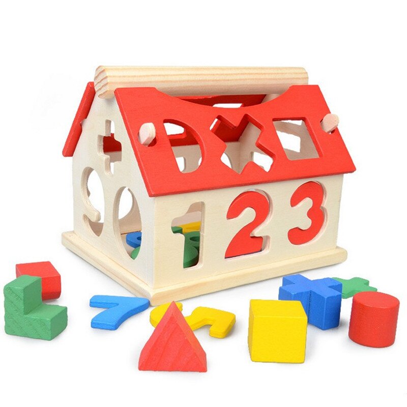 Baby Education Toys Montessori Box Digital Clock Math Toy Number digital Counting Wood Stick Baby Kids Toy: Digital house