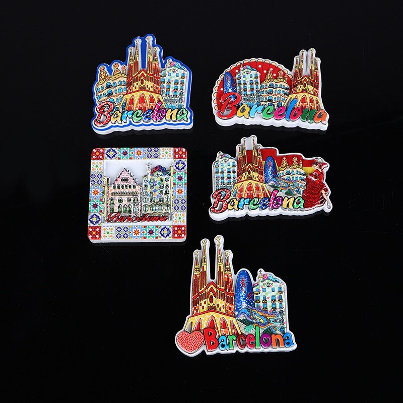 Kjøleskap magnet dekorasjon land reise suvenir spania barcelona magnetisk klistremerke hjem dekor kjøkken harpiks kjøleskap magneter