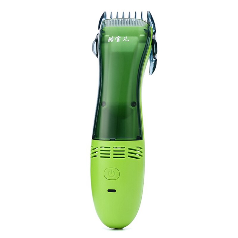 Automatic hair sucking baby child hair clipper adult home shaving hair artifact rechargeable electri fader mute electric clipper: Green