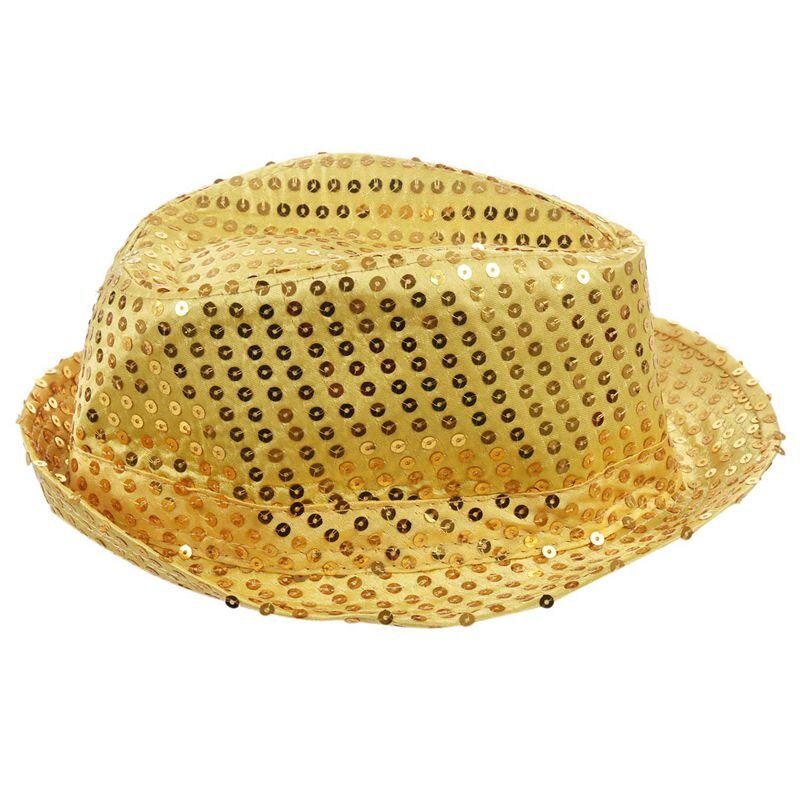 Pailletter trilby hat top hat fancy dress fest polterabend nat dans teater shows, gul