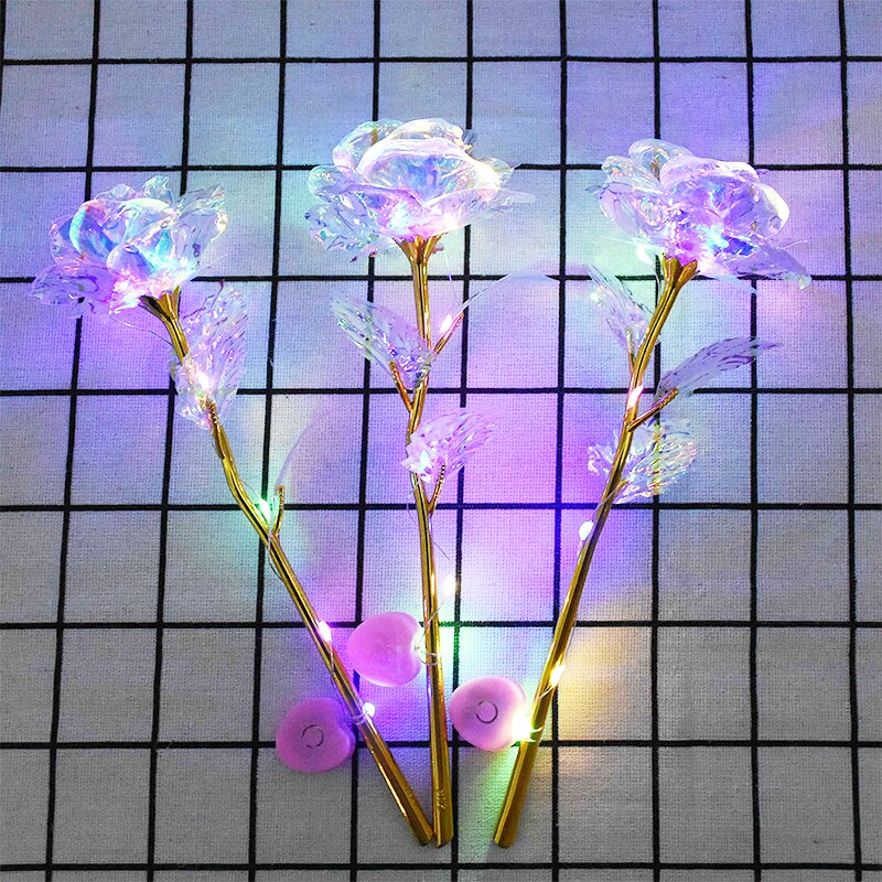 LED feuille d'or artificielle Rose fleurs avec boîte Rose éternelle branche chaude saint valentin pour mariage décor fête d'anniversaire