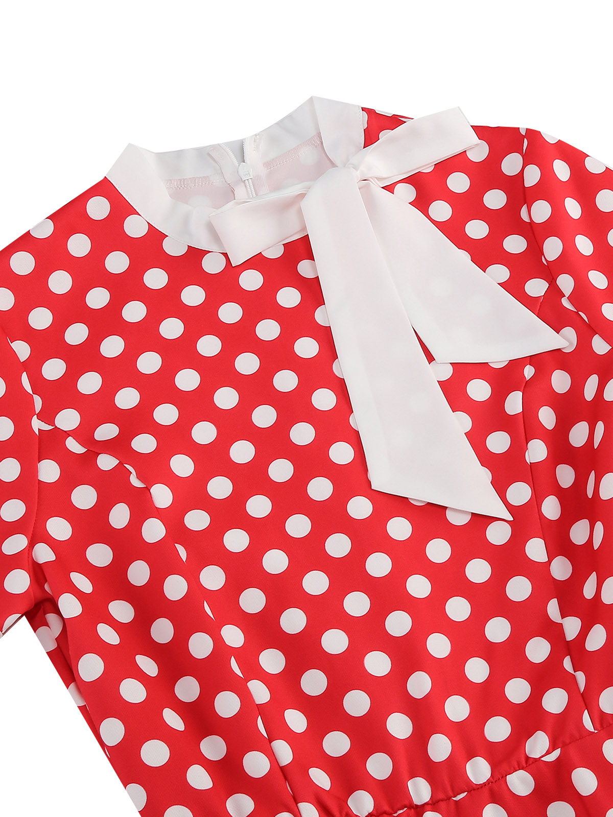 Tonval 1950s vintage fest fødselsdagskjole sommertøj til kvinder sløjfe hals polkaprikket print midi swingkjoler