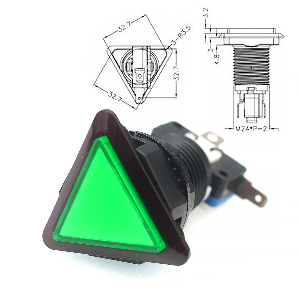 Arcade Game Drukknop 12V Led Lamp Vierkante Ronde Rechthoekige Driehoek Met 24mm Schroef Voor Flipperkast onderdelen Swing Machine DIY: Bordeaux