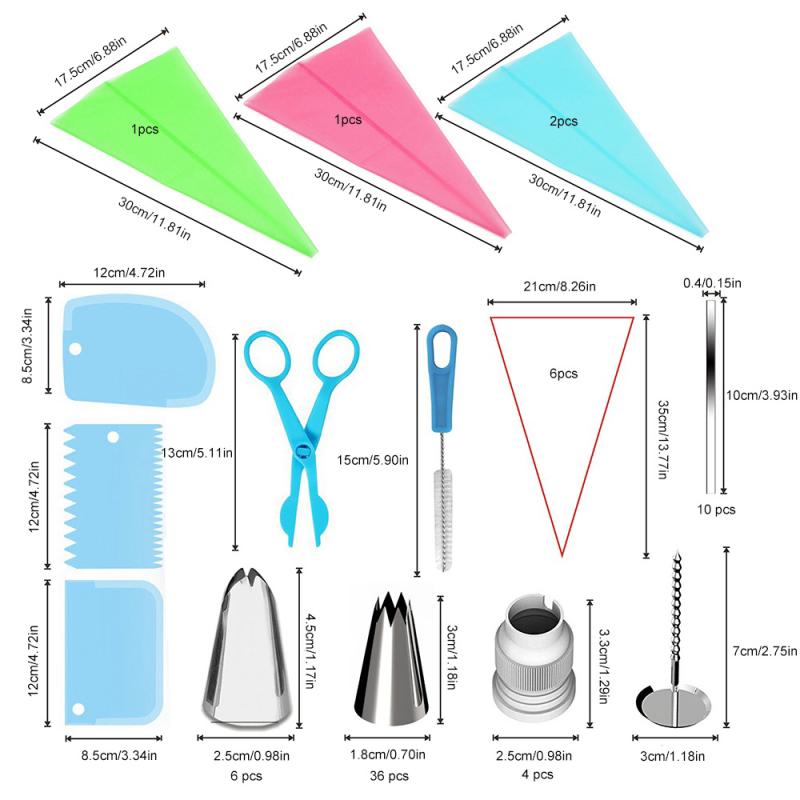 Kit de utensílios para decoração de bolos, kit de utensílios para confeitaria, faça você mesmo, 72, pçs/set