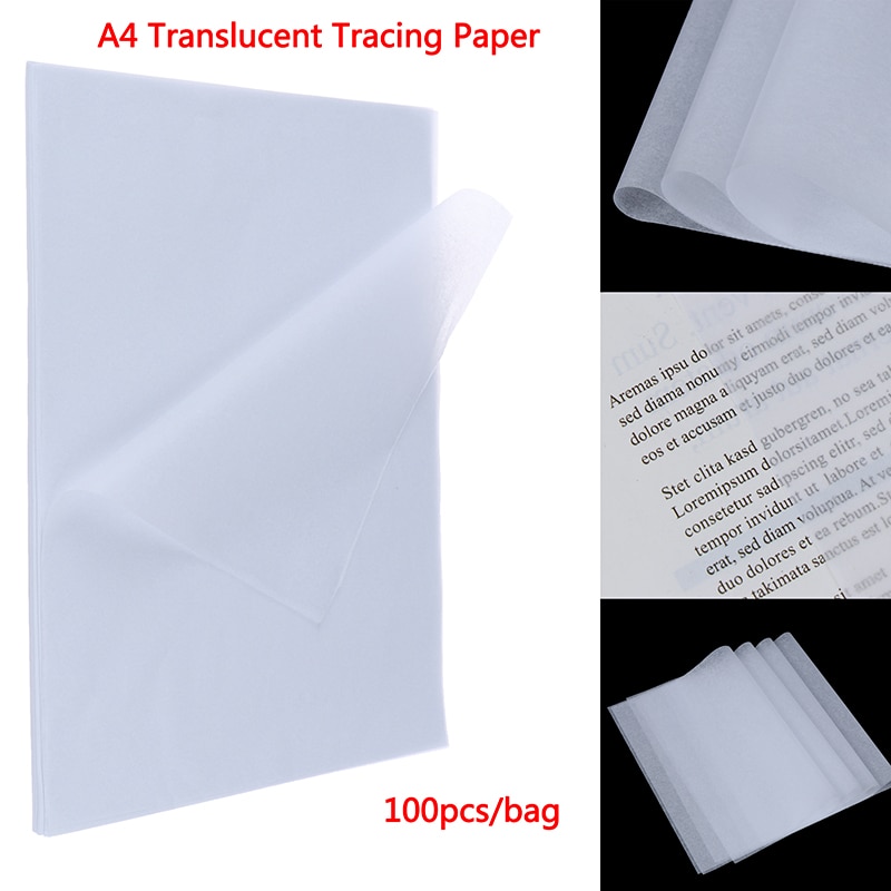 100 stk  a4 gennemskinneligt sporingspapir kopioverførsel udskrivning tegningspapir til kalligrafiteknik 210 x 290 mm