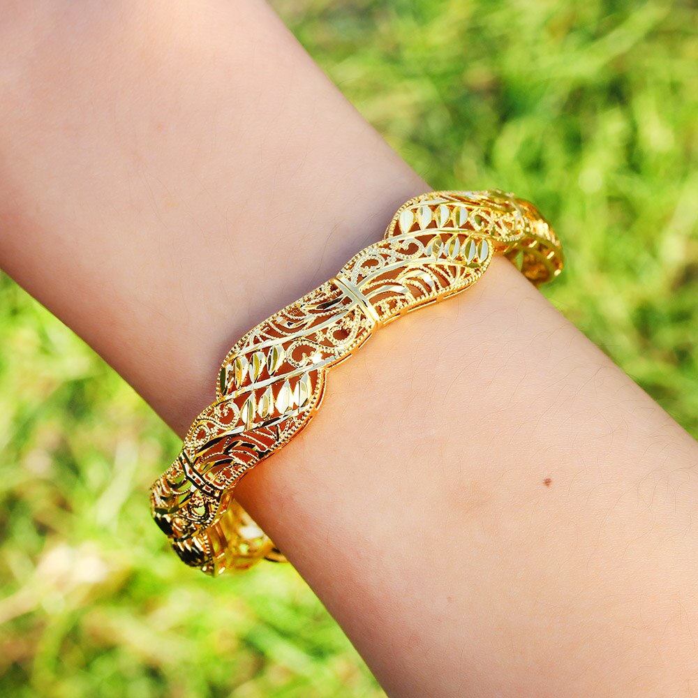 Dubai India Afrika Gouden Moslim Vrouwen Turkse Armband Golden Plaid Armband Armband Meisje Handgemaakte Sieraden Arabische
