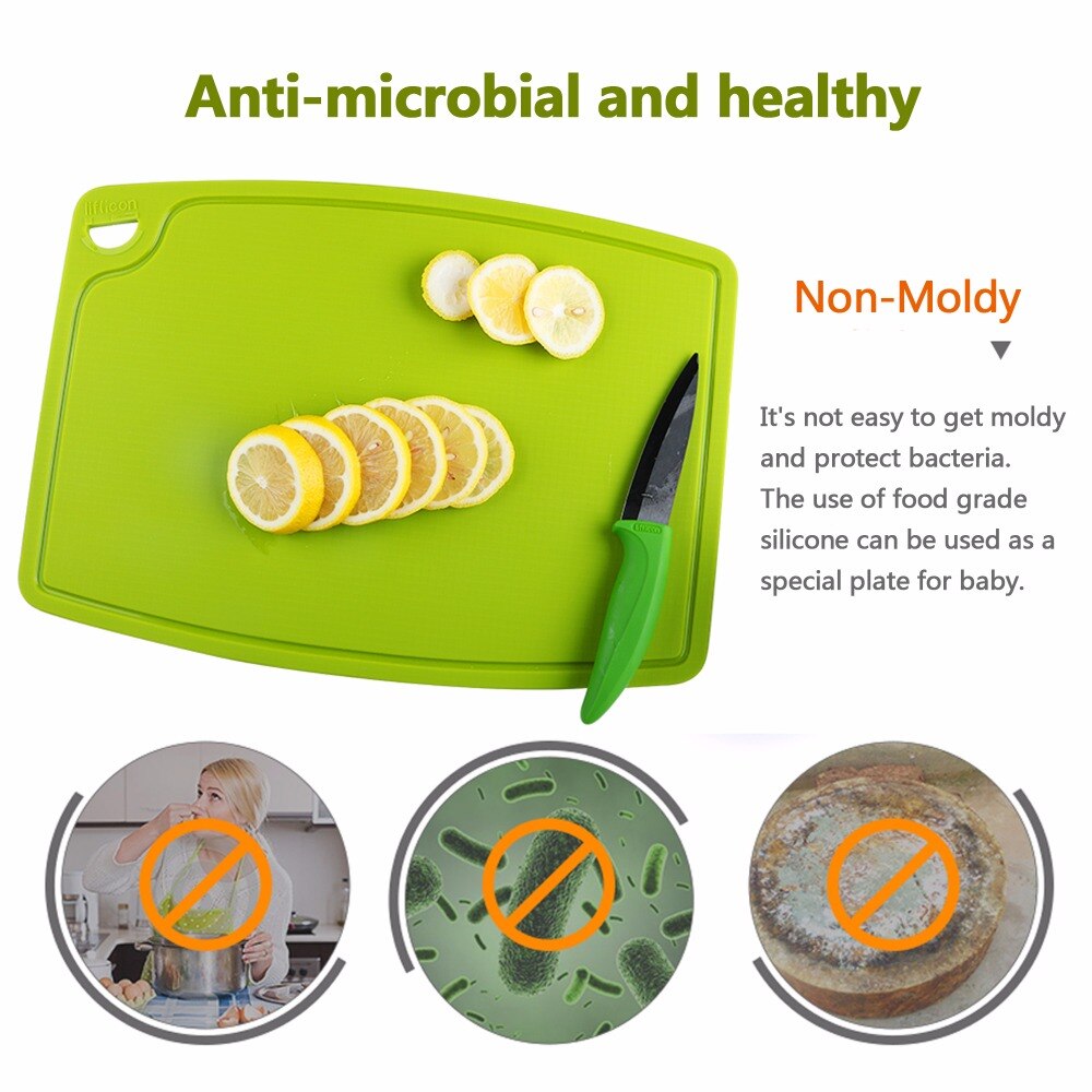 Liflicon Kitchen Flexible Silicone Cutting Boards Fruit Vegetable Non-Slip Chopping Block Multifunctional Cutting Block BPA Free