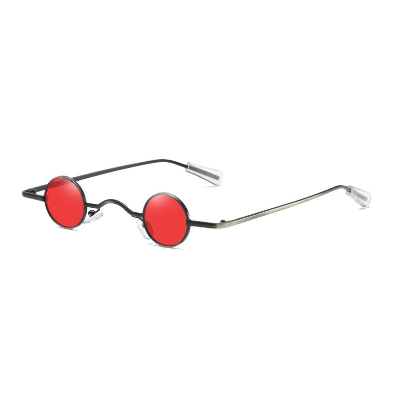 Vintage rock punk mand solbriller klassiske små runde solbriller kvinder wide bridge metalstel sort linse briller kørsel очки: C2 sort-rød