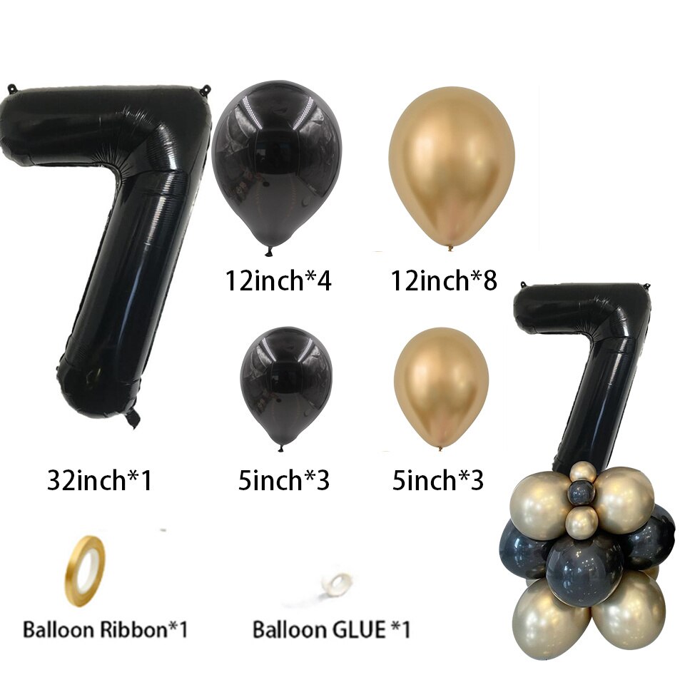 Gold Black Balloons Tower set 1-9 Black Number Foil Balloon for Men's 30 40 50 60 Happy Birthday Party Decorations DIY Crafts: Dark Khaki