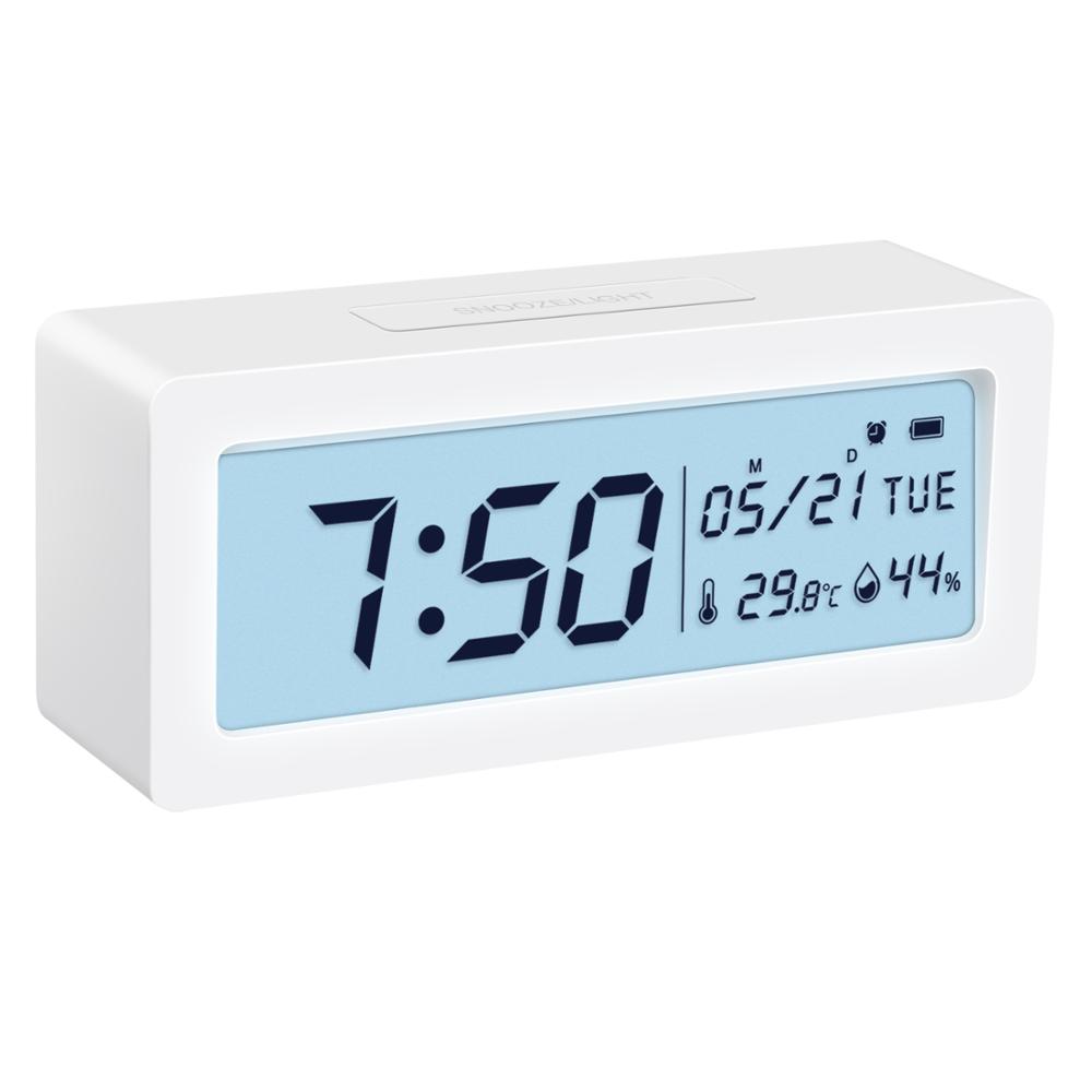 ORIA Digitale Wekker Tafel Klok met Thermo Hygrometer LCD Digitale Backlight Snooze Klok voor Slaapkamer