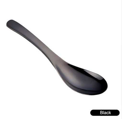 Hoch 304 Edelstahl Löffel 3 Größe Große Gold Reis Suppe Löffel freundlicher Eis Nachtisch Löffel Küche Abendessen geschirr: Schwarz / L 4.3 x17(cm)