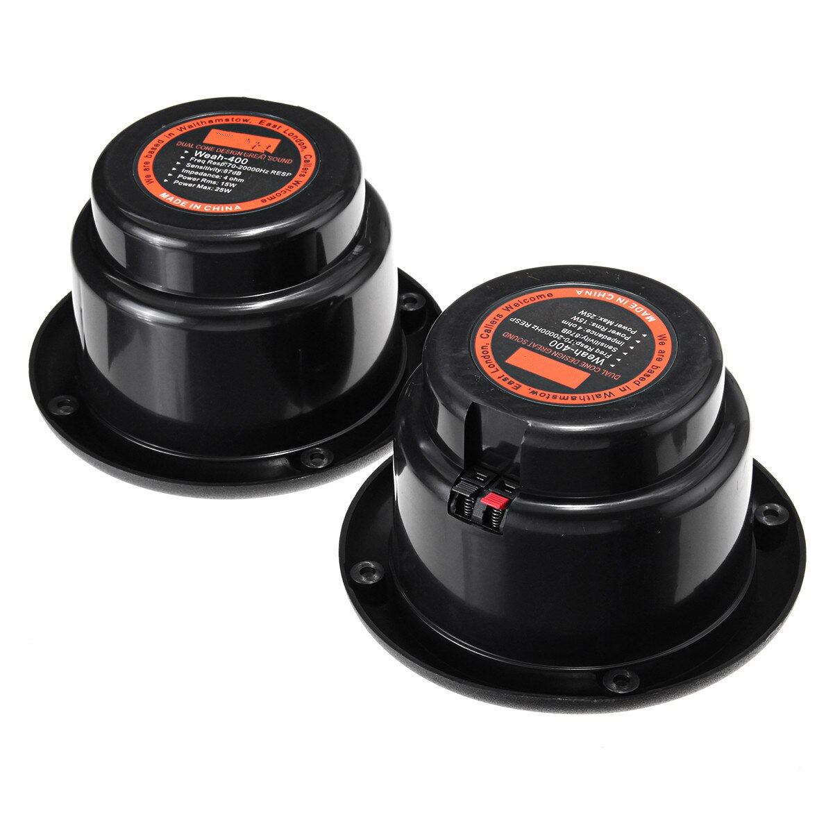 1 Pair 25W Ceiling Speaker Loudspeakers Amplifier Waterproof Marine Boat Ceiling Wall Speakers Kitchen Bathroom Water Resistant