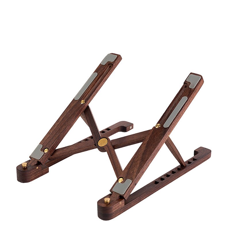 Wood Laptop Stand Foldable 8 Levels Height Adjustable Portable Notebook Holder Computer Support for MacBook Air Pro 11-17&#39;&#39;