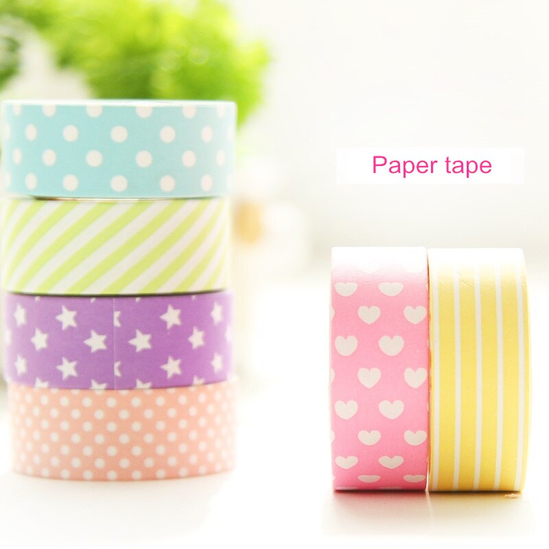 6 Stks/partij Decoratief Papier Washi Tape Set Paars Ster Rose Hart Stippen 15Mm * 5M Masking Tapes Adhesive stickers Briefpapier 6944