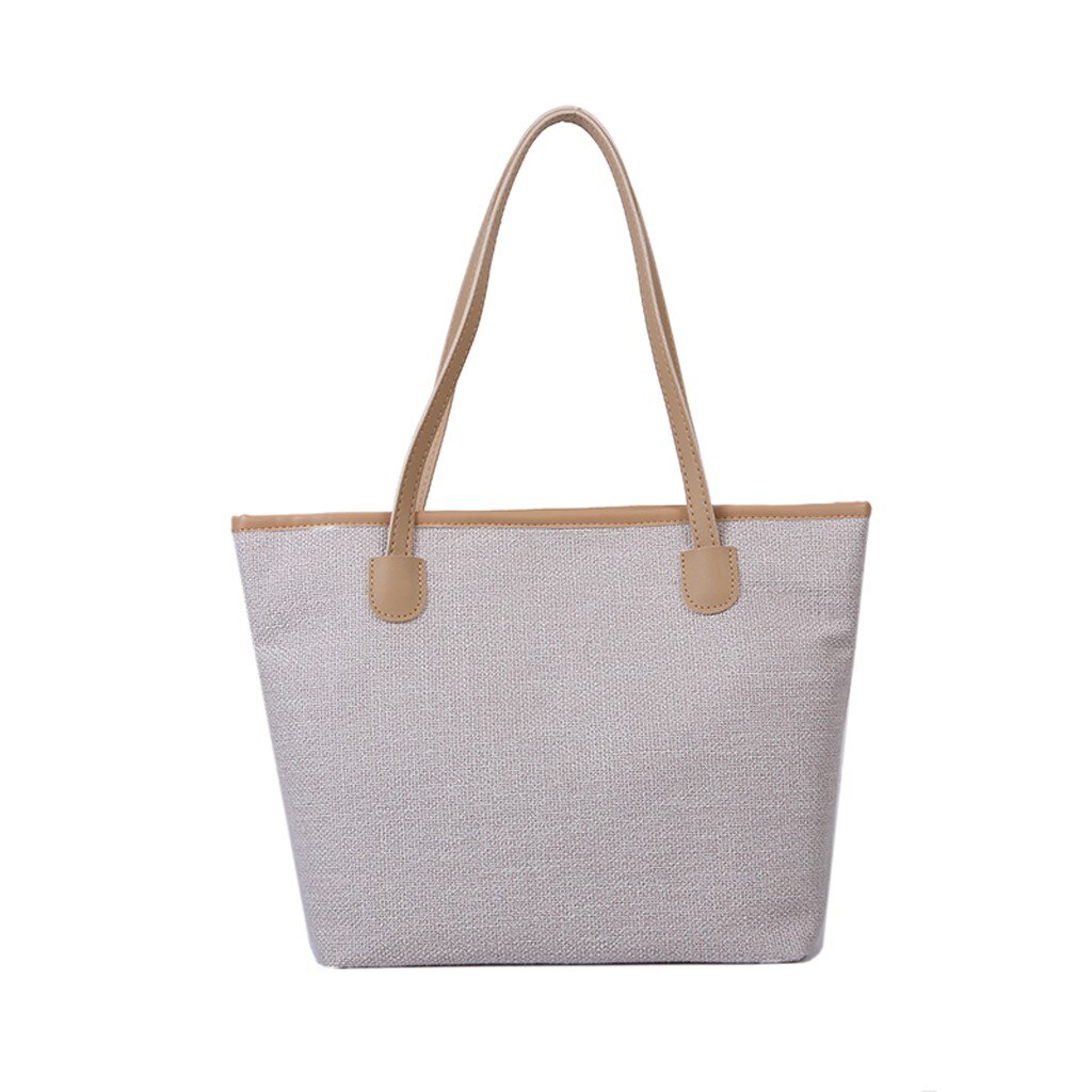 Large Capacity Canvas Tote Bag Cotton Fabric Cloth Reusable Shopping Bag Women Beach Handbags Solid Shoulder Bags Big Totes: Cachi