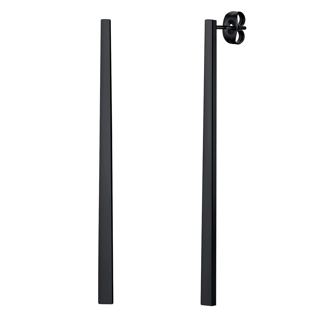 U7 Vertical Bar Earrings for Man Women Hypoallergenic Piercing Hook Hoop Bar Stripe Dangle Earring Daily Stylish Jewelry: black chrome
