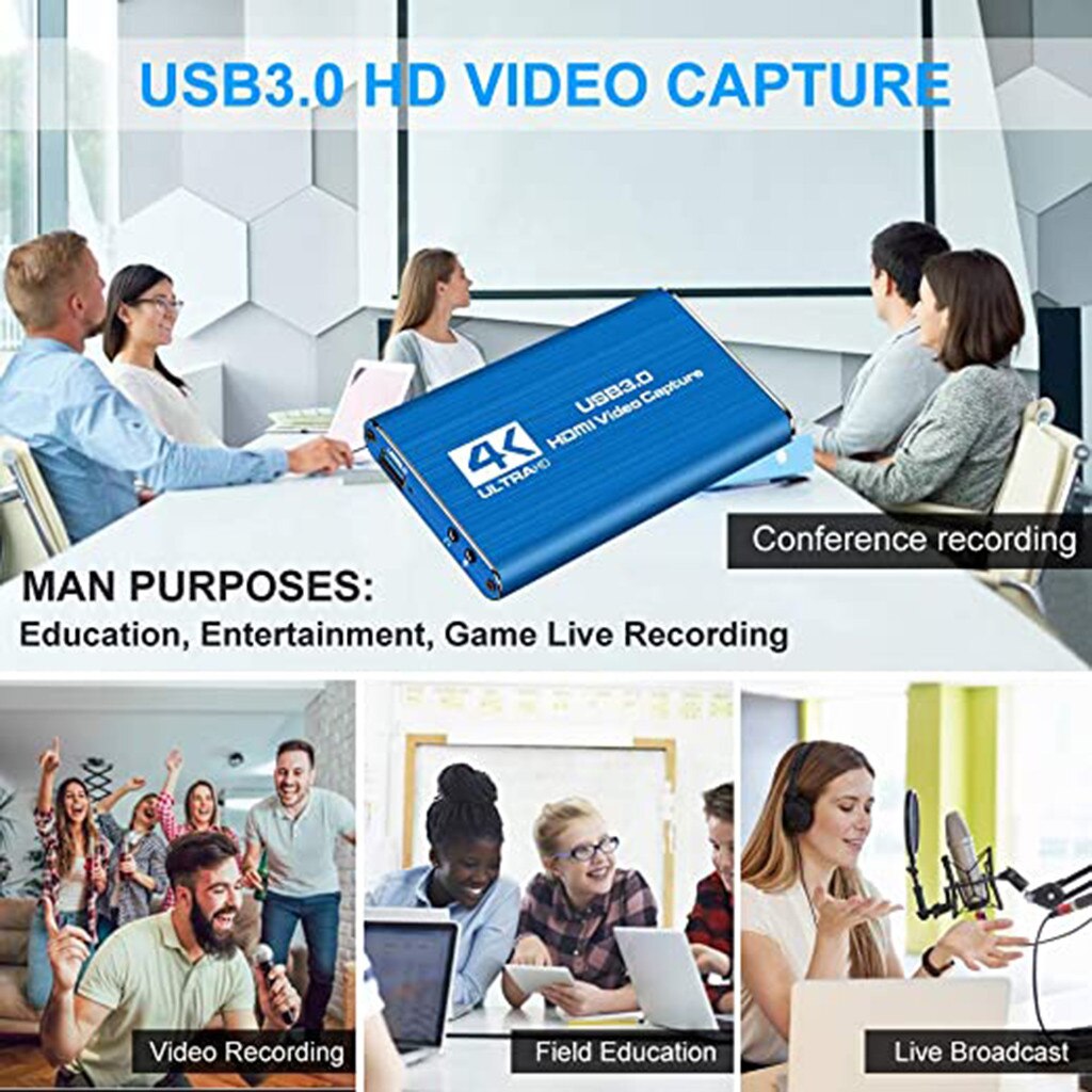 HDMI Video Capture Card 4K Screen Record USB3.0 1080P 60FPS Game Capture Device