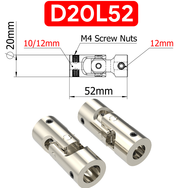 Acoplamiento Universal de cardán de Metal, acoplamientos de cardán 2/2,3/3/3,17/4/5/6/8/10/12mm, conector de Motor de acoplador de eje de coche y barco