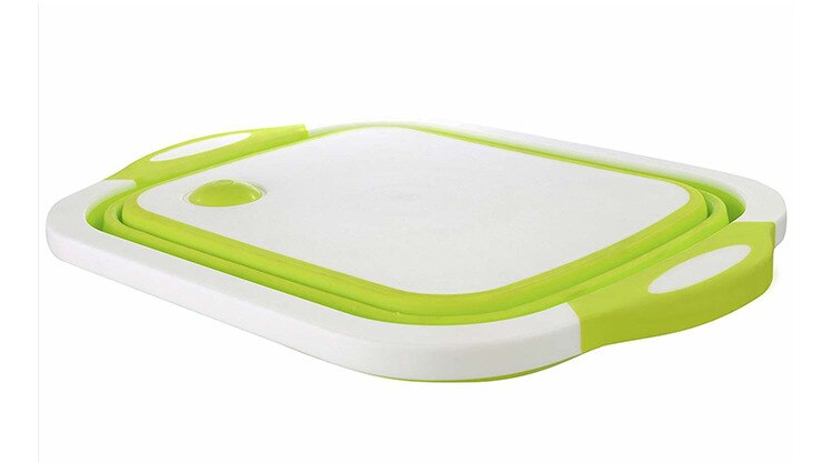 Collapsible Silicone Cutting Board With Storage Dish Tub Colander Multifunctional Kitchen Gadget Chopping board: Green