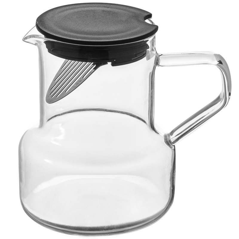 Tetera nórdica de vidrio resistente al viento para el hogar, tetera de café con flor de fruta filtrada, negra