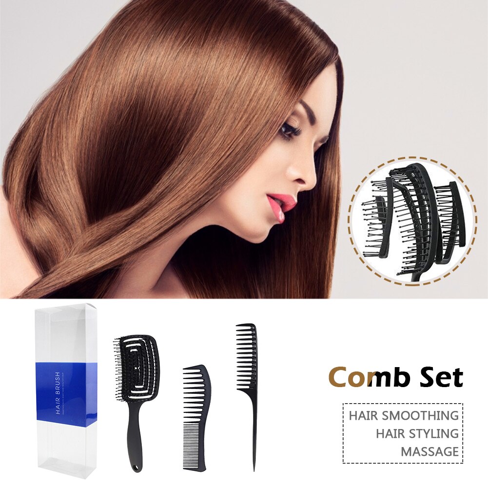 Peigne à dents larges côtes peigne grande dent évent brosse à cheveux antistatique peigne ensemble