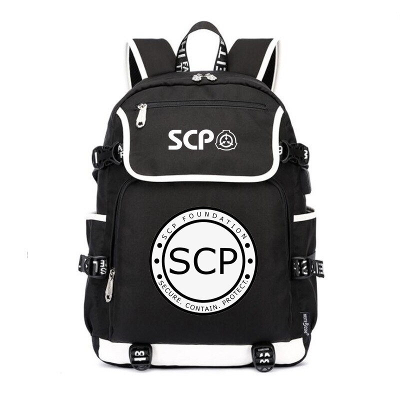 Special Containment Procedures Foundation SCP Backpack Unisex Laptop Shoulder Bags Teens Kids Travel Bags School Bag Bookbag: 5 black