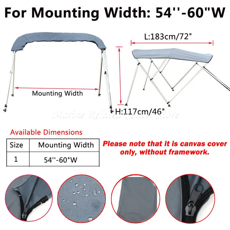3-BOGEN-Bimini-Stiefelüberzug oben, 600D, wasserdicht, UV-Schutz, Bootsabdeckung, ohne Rahmen, staubdichte Marine-Abdeckung, Bootszubehör: Gold