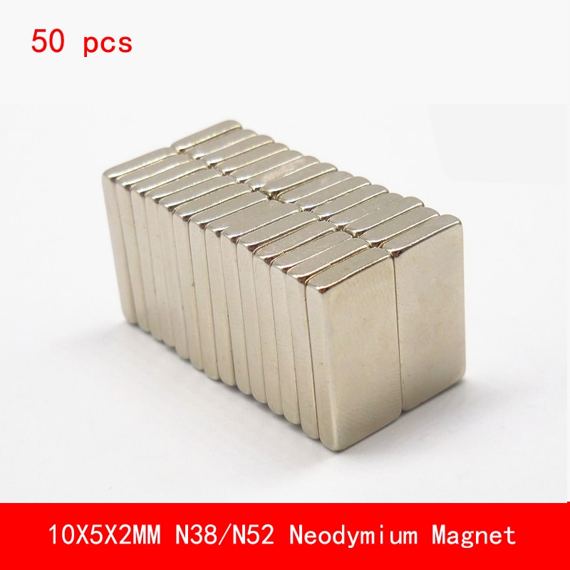 50 STKS 10*5*2mm N38 N52 sterke permanente Neodymium Magneet oppervlak verf nickle