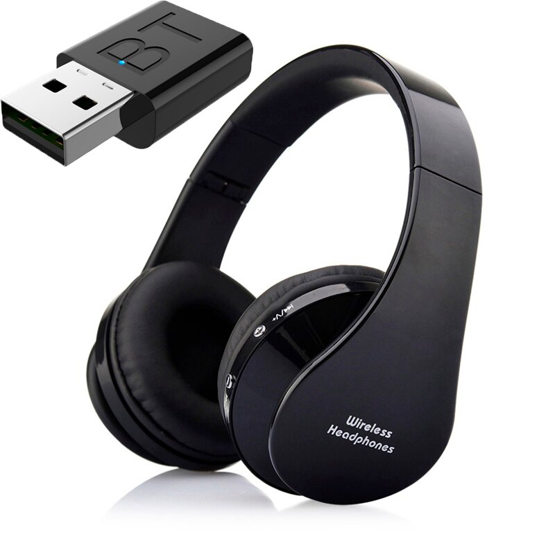 Cuffie Bluetooth senza fili kit con TV Usb Adattatore di Collegamento-ideale design Ergonomico per La Visione di Privato: nero con adattatore