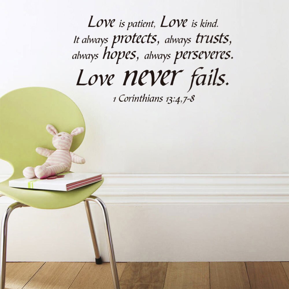 1PC Christian Removable Peel and Stick Vinyl Love is patient Love is kind Wall Stickers