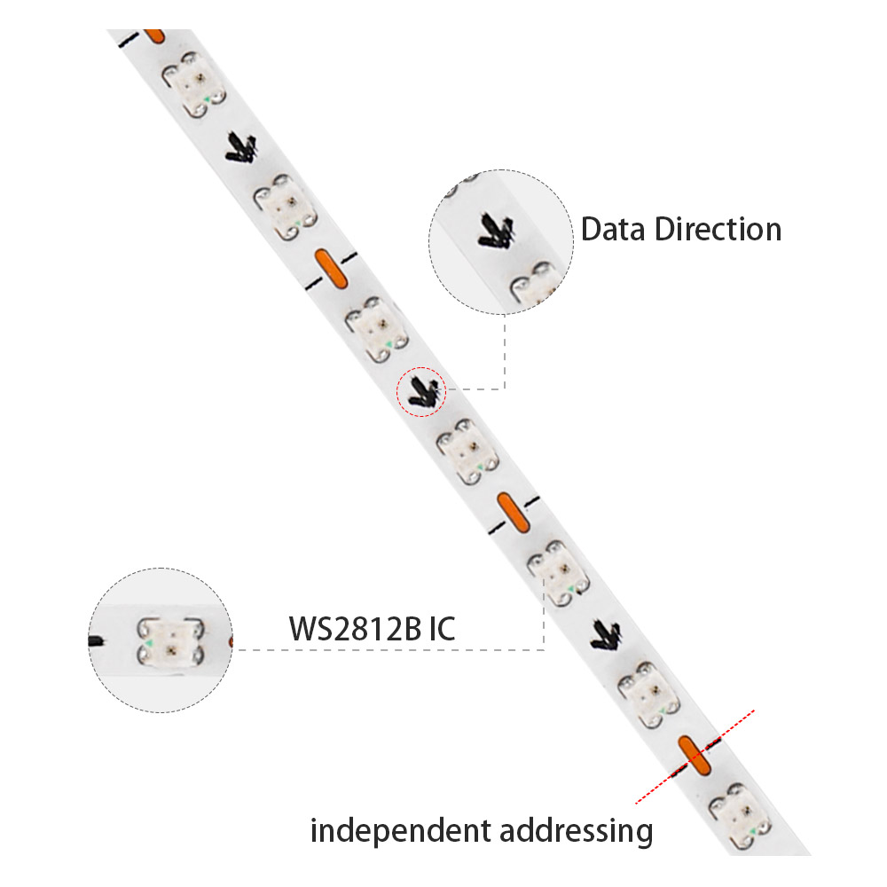 Ultra Narrow 2.7mm WS2812B LED Strip WS2812 160Leds/m individually addressable RGBIC Light Strip Dreamcolor DC5V/12V