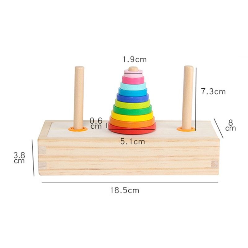 Holz Hanoi Turm Puzzle - Denkspiel Für Erwachsene & Kinder Ab 6 Jahren, 19x6x7 Cm