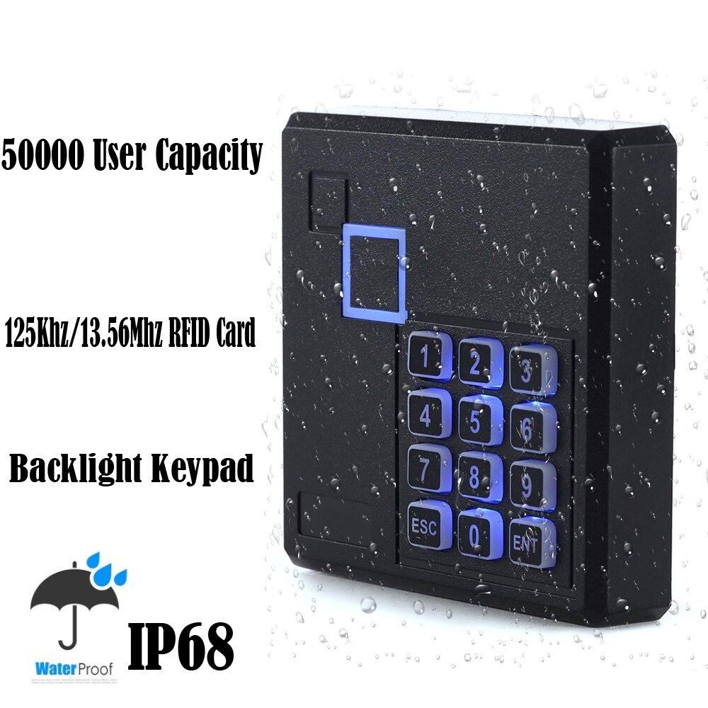 5000 User IP68 Waterproof Access Control Keypad Outdoor RFID Access Controller Touch Door Opener System EM4100 125KHz Key Card