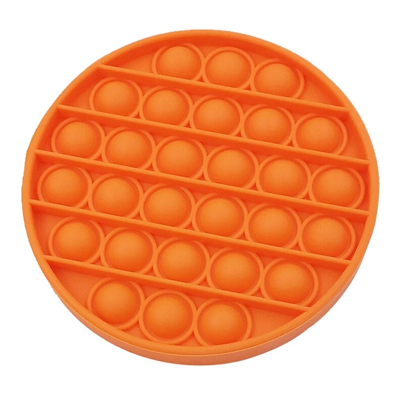 Push Pop Bubble Fidget Toy Push Pop Antistress Toys Round Fidget Sensory Juguete Silicone Stress Reliever Playing Board: Round Board-Orange